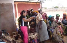 Women weaving bags