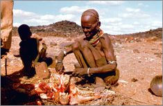 A turkana slaughtering a goat